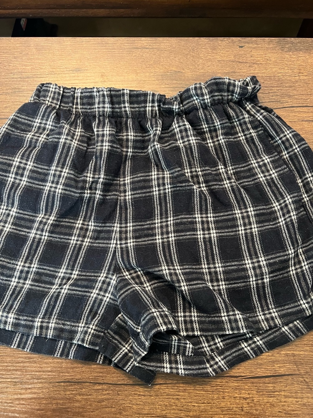 SHEIN flannel Navy Blue and White Plaid Women's Shorts